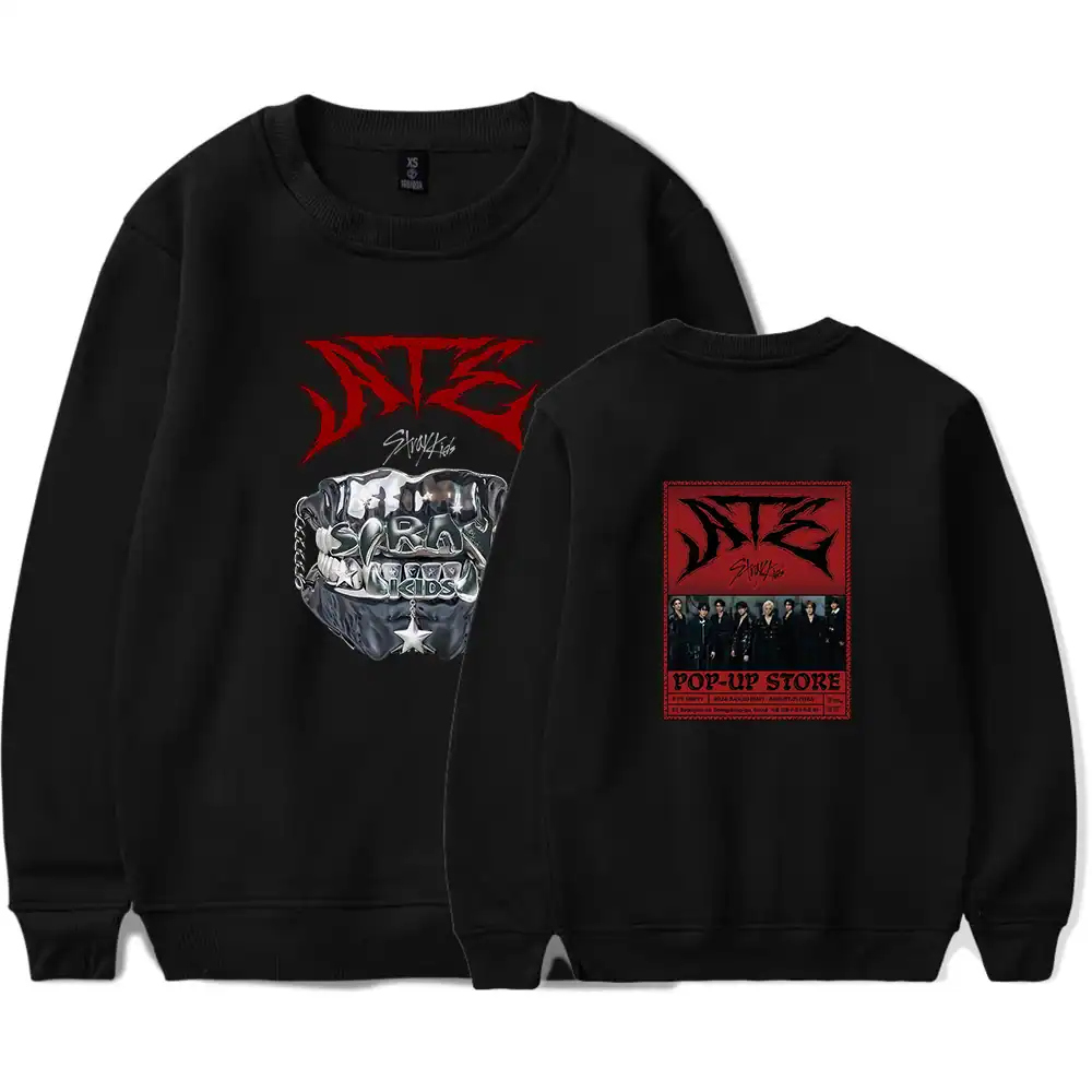 DNE Black sweatshirt with NCT logo and pop-up store design.