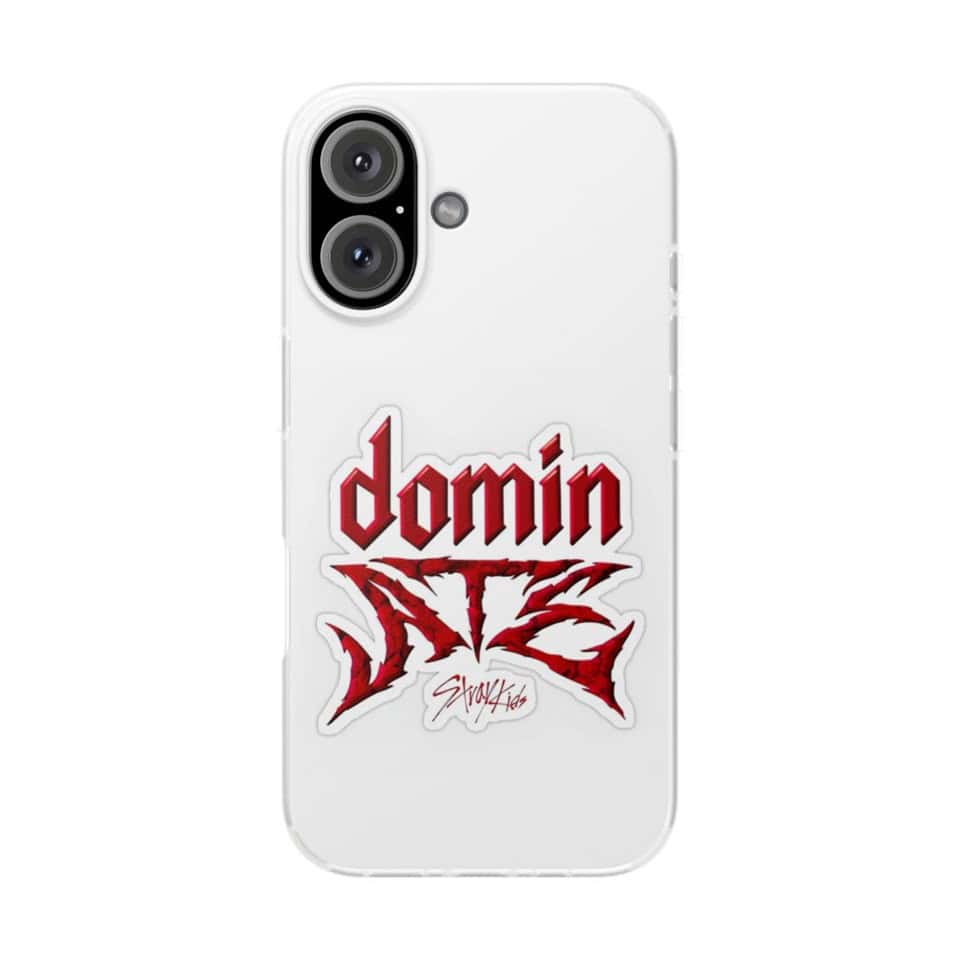 Demon king design phone case with bold red and black lettering, perfect for K-pop fans and merch collectors.