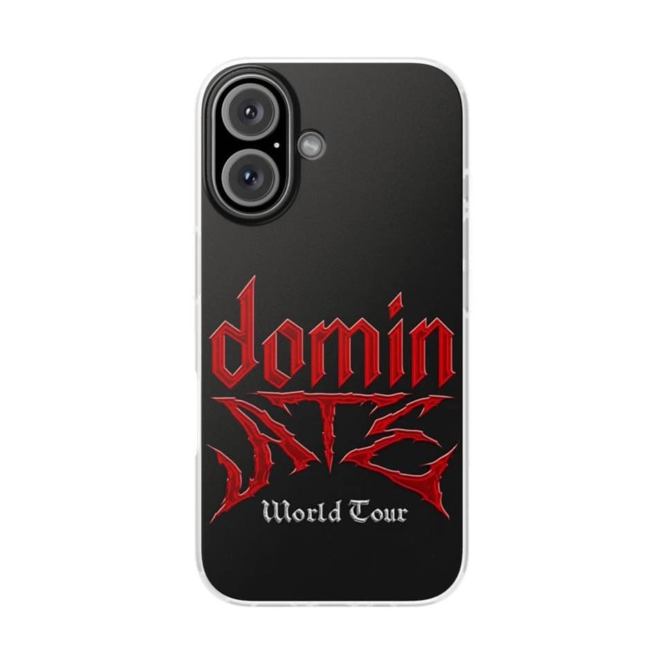 Demon king world tour phone case featuring dark gothic text and design.