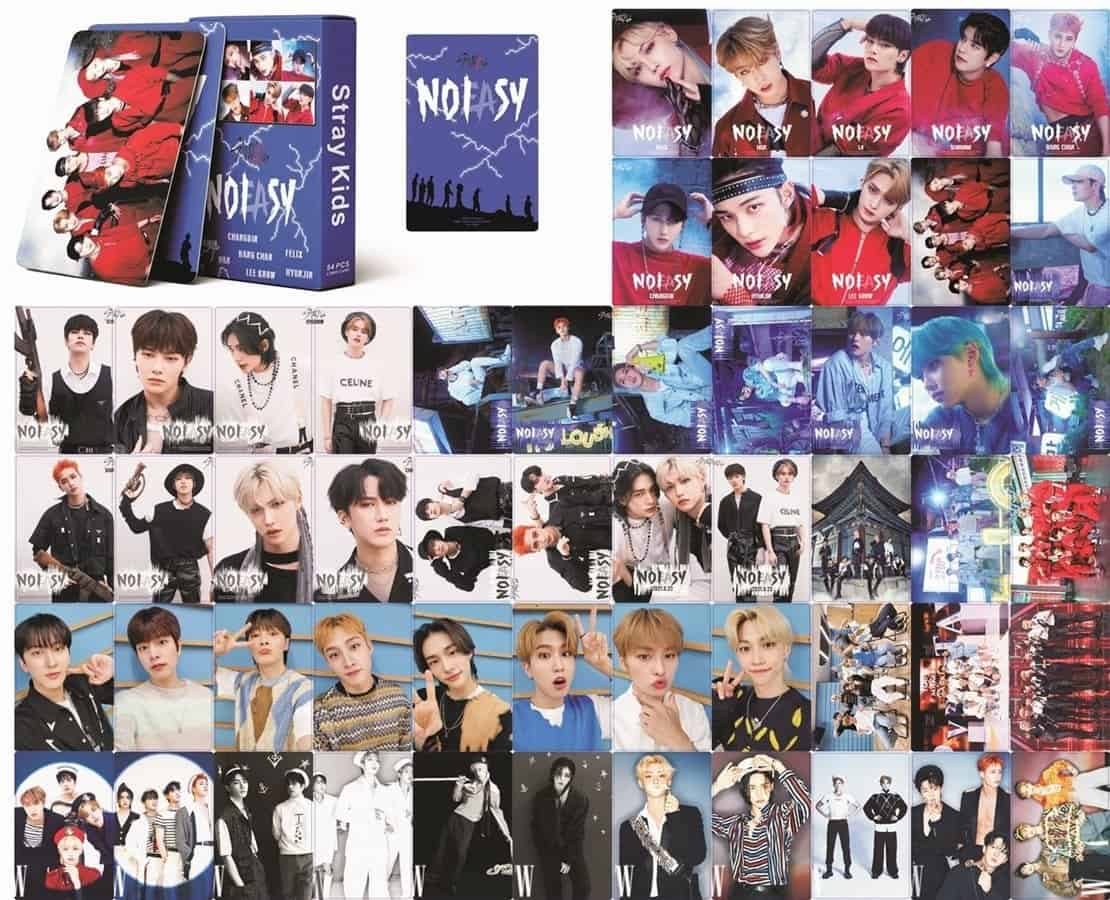 Clothing and accessories featuring popular K-pop group elements.