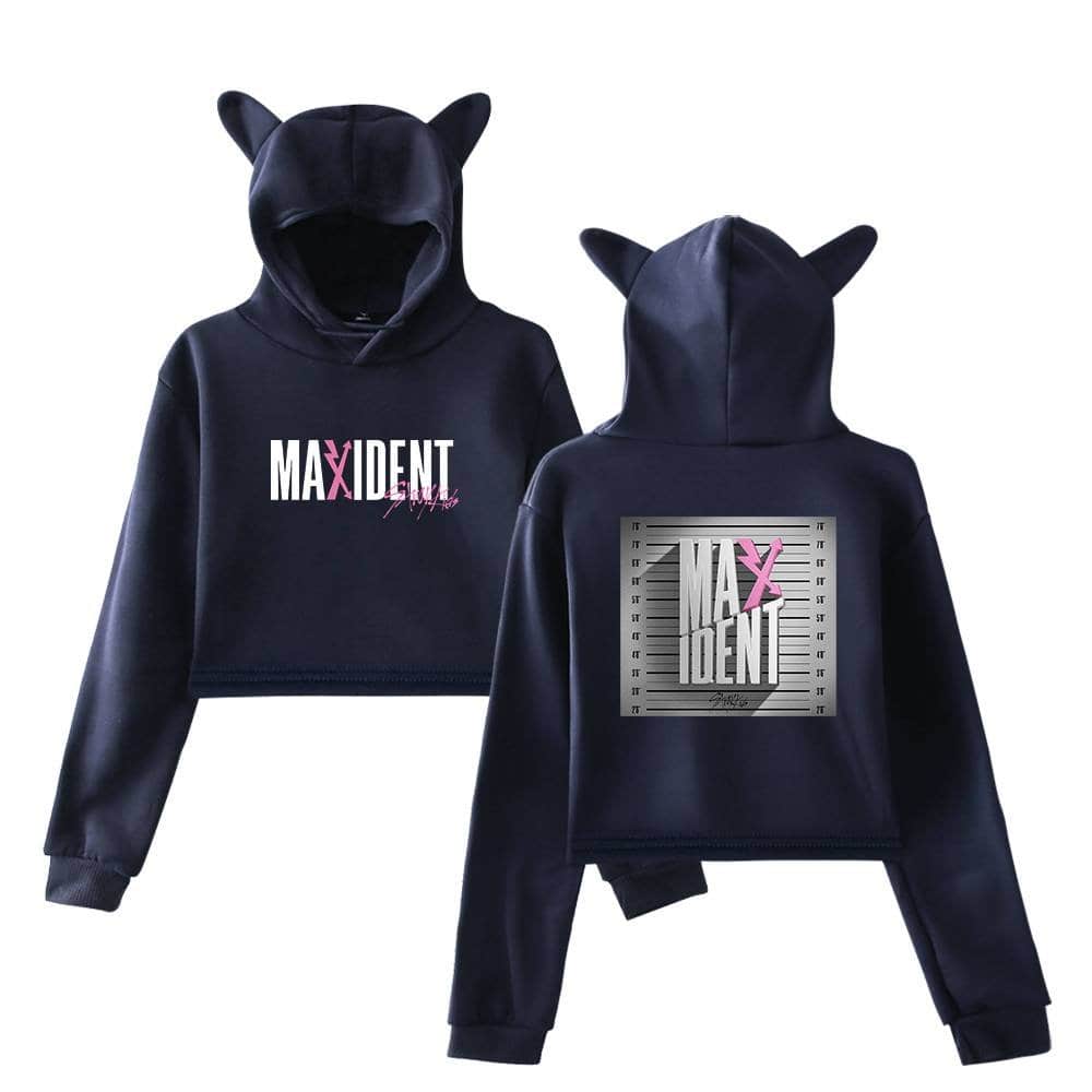 Max Iden Pink and Black Hoodie with Cat Ear Hood for K-pop Fans.