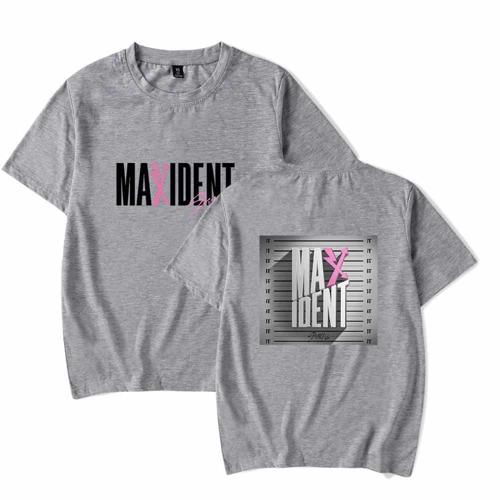 Maxi101 T-shirt with black and pink print, casual unisex graphic tee for K-pop fans, stylish graphic design, comfortable cotton fabric, MTV-inspired pop culture merchandise, trendy Kpop merch clothing.