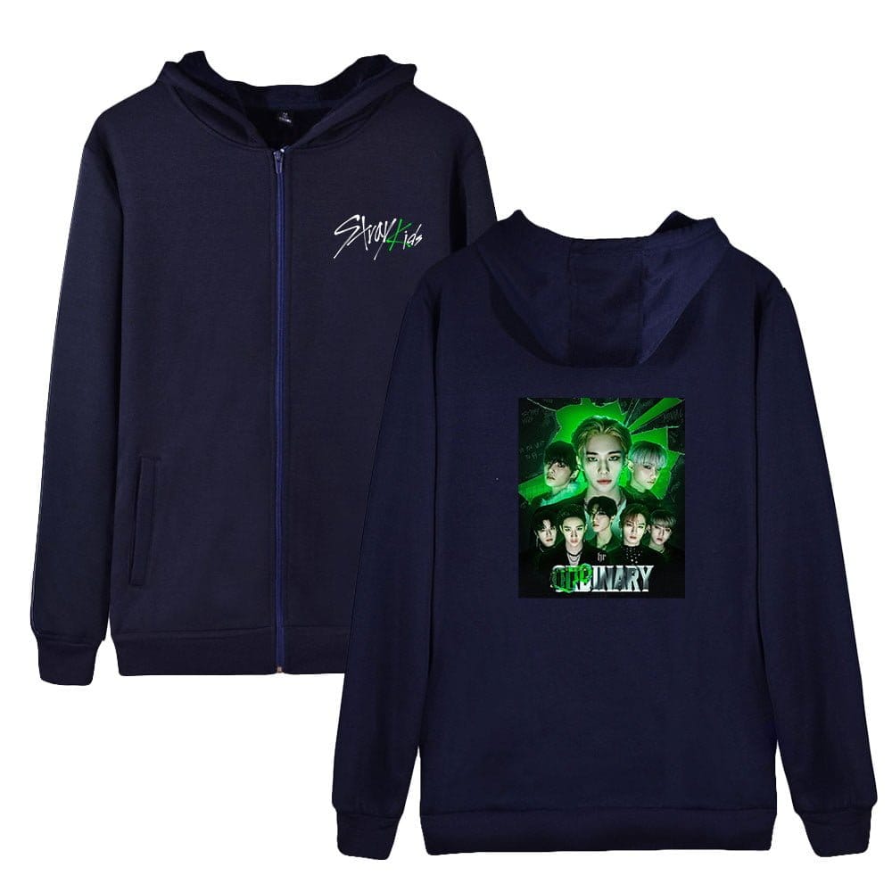 Stylish K-pop group hoodie with printed members and vibrant design, perfect for fans and casual wear.