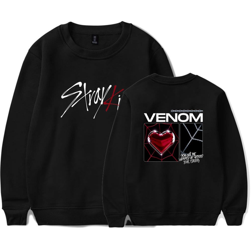 Stray Kids sweatshirt with Venom graphic design.